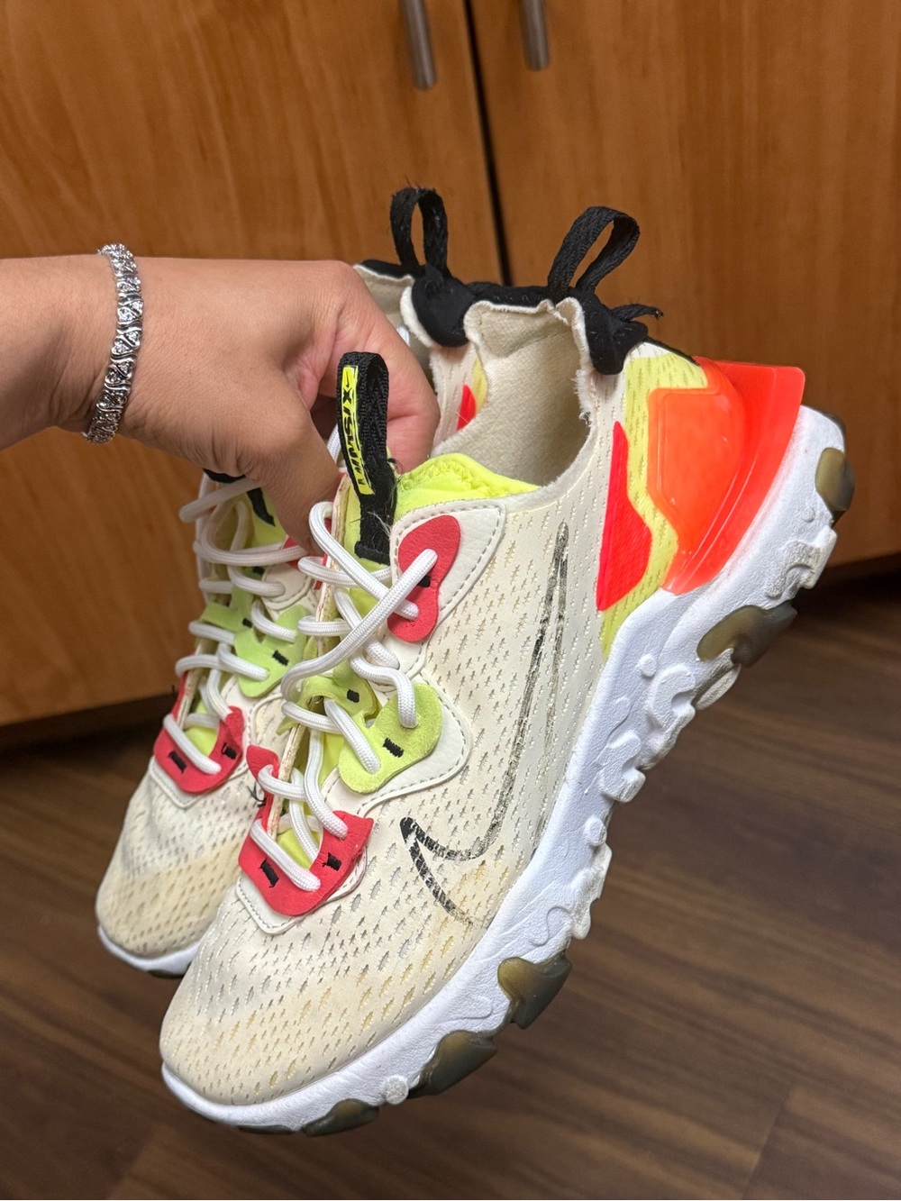 Nike Neon Yellow Athletic Sneakers with Coral Accents